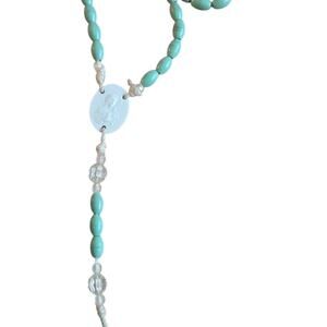 OLRM  Seafoam Green Rosery Handmade Crucifix Catholic